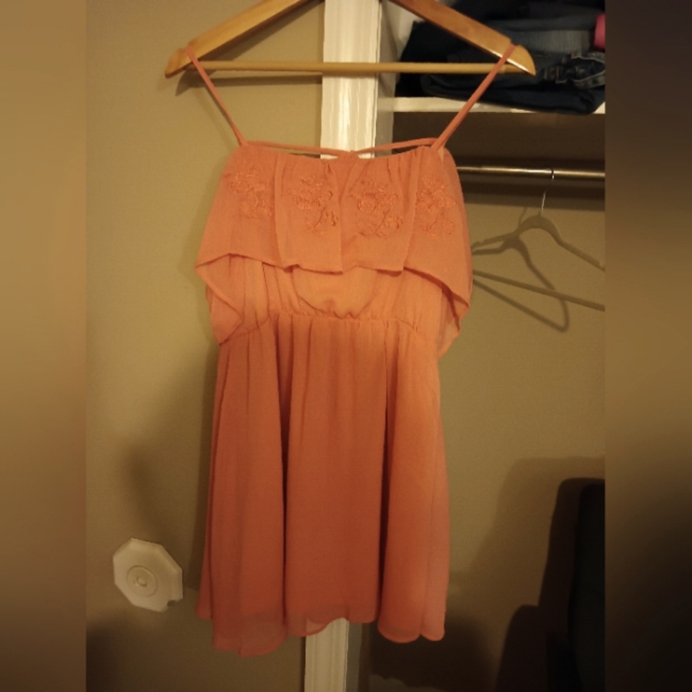 Women's Bright Creamsicle Orange XTAREN Spaghetti Strap Flowy Mini Dress Size S